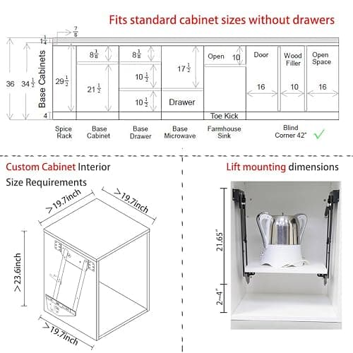 Mixer Lift for Cabinet，Appliance Lift for Cabinet-Soft Close Heavy Duty Kitchen Appliance Storage Lifting System，with Locking Mechanism，Max Load 50lb. thumbnail 3