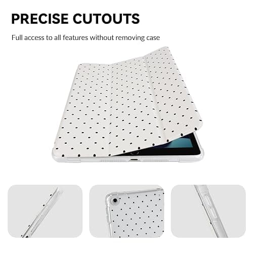 Lovmooful Compatible for iPad 9/8/7 (10.2-Inch,2021/2020/2019 Model,9th/8th/7th Generation) Case with Pencil Holder Cute Polka Dot with Aesthetic Design Soft TPU Trifold Stand Protective-White thumbnail 6