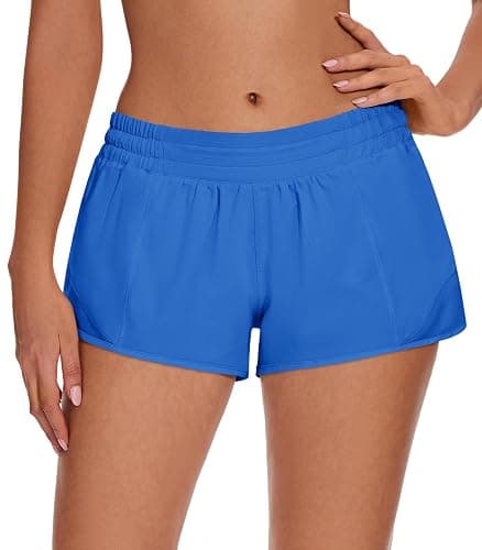 AugIris Athletic Running Shorts for Women with Zipper Pocket,Soft Lightweight Gym Workout Shorts with Mesh Liner Quick Dry - Image 1