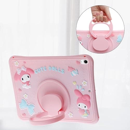 Carechoi Kids Case for iPad (A16) 11th Generation 11 inch 2025 / iPad 10th Gen 10.9" 2022 – Cute 3D Cartoon Silicone Tablet Cover for Girls with 360° Rotating Stand, Adjustable Strap (Pink) thumbnail 3
