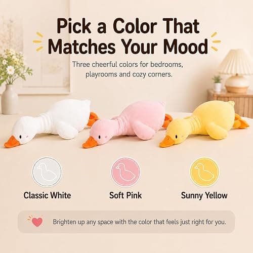kewo Duck Plush Pillow Stuffed Animal Toy, Cute Giant Goose Plush Duck Stuffed Animal,Super Soft Hugging Pillow for Kids Bedding (Yellow,25.5 in)… thumbnail 6
