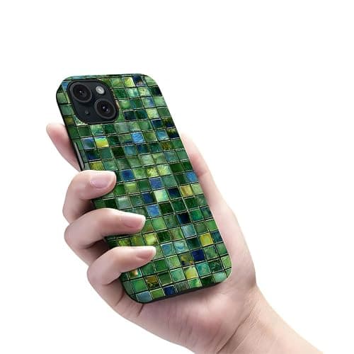 Yuzbira for iPhone 15 Case | Green Mosaic Tiles | Slim Drop Protection Design thumbnail 5