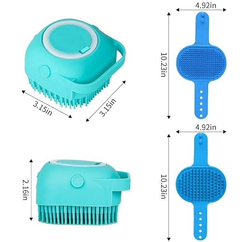 Comotech 3PCS Dog Bath Brush | Dog Shampoo Brush | Dog Scrubber for Bath | Dog Bath Brush Scrubber | Dog Shower/Washing Brush with Adjustable Ring Handle for Short & Long Hair (Blue Blue Blue) - Blue Blue Blue thumbnail 6