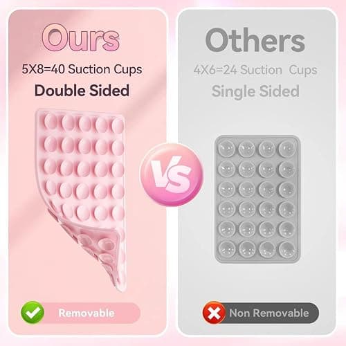 Silicone Suction Cup Phone Case-Reusable Strong Adhesive Pads for Phones, Home, Kitchen, Bath Use, Multi-Purpose Stickers(Pink) thumbnail 4