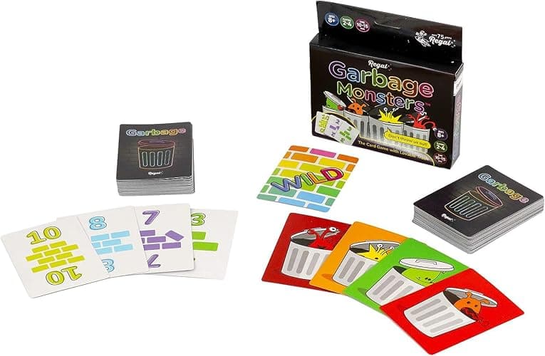 Regal Games Garbage Monsters Card Game Set for Kids, Teens & Adults - 2-4 Player Fun Family Games - Travel Playing Cards (16 Garbage Monsters Cards) - Image 1