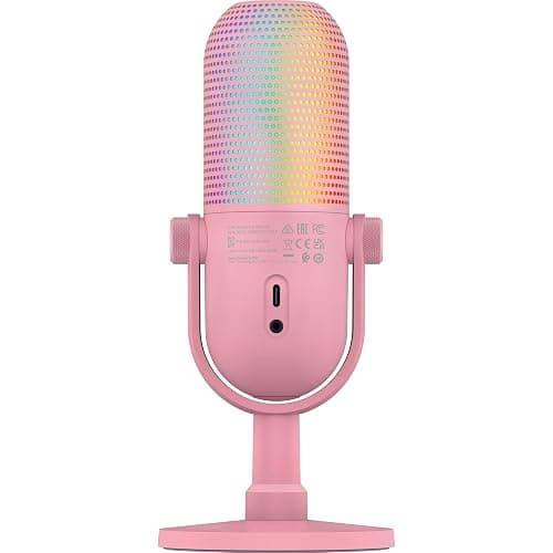 Razer Seiren V3 Chroma RGB USB Microphone: Stream & Game Reactive Lighting - Tap-to-Mute Sensor - Condenser Mic - Digital Gain Limiter & Shock Absorber - PC, Discord, OBS Studio, XSplit - Quartz Pink thumbnail 9