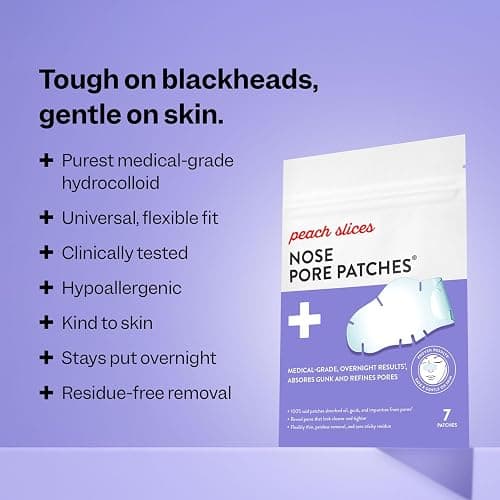 Peach Slices - Nose Pore Patches (7 ct) - Overnight Blackhead Remover - Pore Strips - Absorbs Gunk - Thin, Flexible & Painless - Hydrocolloid Patches - Vegan & Cruelty Free - Korean Skin Care & Beauty thumbnail 2