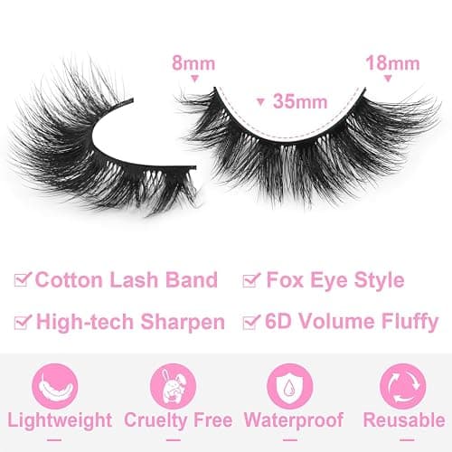 Mink Lashes False Eyelashes Wispy 3D Volume Cat Eye Faux Mink Eyelashes Natural Look 18mm Strip Eyelashes Pack 7 Pairs by Kiromiro thumbnail 4