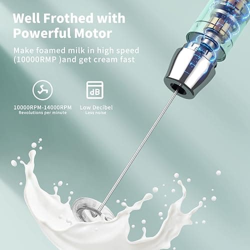 Maestri House Rechargeable Milk Frother, LunaFro NS Handheld Electric Foam Maker Waterproof Detachable Stainless Steel Whisk Drink Mixer Foamer for Lattes, Cappuccino, No Stand thumbnail 4