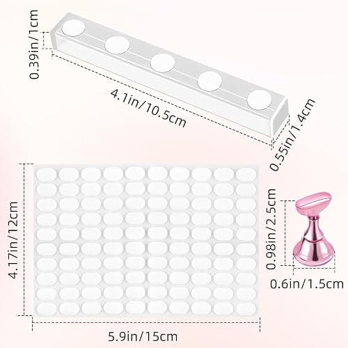 2 Set Nail Stand,Nail Holder Stand with 100 Pcs Double Sided Tape,Press on Nail Stand,Nail Practice Hand,Nail Holder for Painting Nails,for Nail Art Display,Home DIY Beginner Salon Supplies(Pink) thumbnail 3