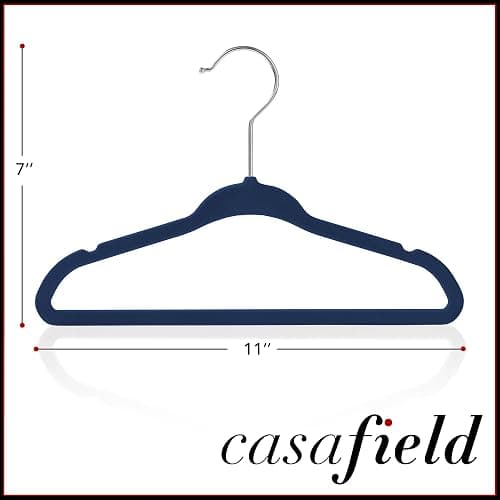 Casafield 50 Velvet Baby Hangers - 11" Size for Infant & Toddler Clothes - Royal Blue thumbnail 2