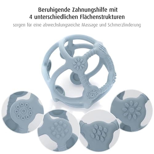 reer Bite&Play Beiß- und Greifball fürs Baby, Beißring und Spielzeug fürs Kleinkind, tolles Geschenk - blau thumbnail 2