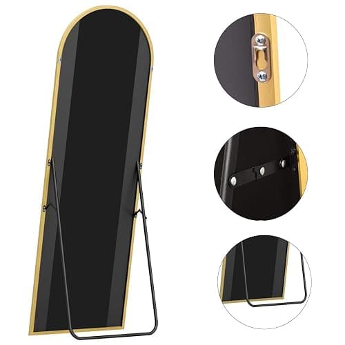 Floor Mirror, 64"x21" Gold Full Length Mirror, Arched Mirror Full Length, Freestanding Mirrors, Arch Floor Length Mirrors with Thin Aluminum Frame Hanging or Leaning, Wall Mounted Mirror for Bedroom thumbnail 4