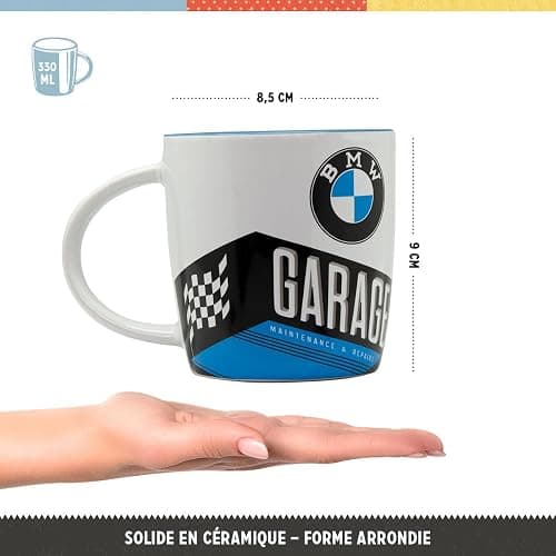 Nostalgic-Art Tasse à café rétro, 330 ML, Official License Product (OLP), BMW – Garage – Idée de Cadeau pour Fans de BMW, mug en céramique, Design Vintage thumbnail 2