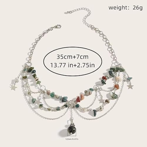 Blue Drop Renaissance Jewelry Natural Stone Star y2k Fairy Renaissance Choker Necklace for Women Fairy Fantasy Boho Jewelry thumbnail 6