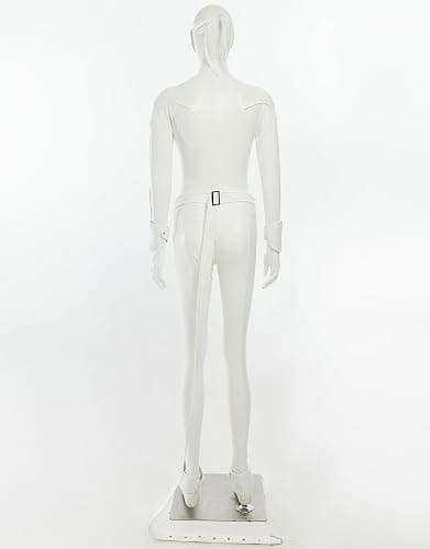 Micotaku Miraculous Cat Blanc Cosplay Costume Unisex White Elastic Leather Jumpsuit Halloween Costume thumbnail 3