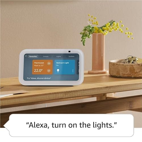 Echo Show 5 (Newest gen) | Smart display and alarm clock with clearer sound | White thumbnail 4