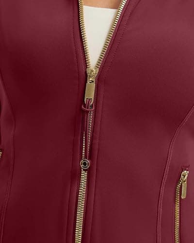 SUUKSESS Women Golden Full Zip Up Workout Cropped Jackets Lightweight Athletic Yoga Tops thumbnail 4