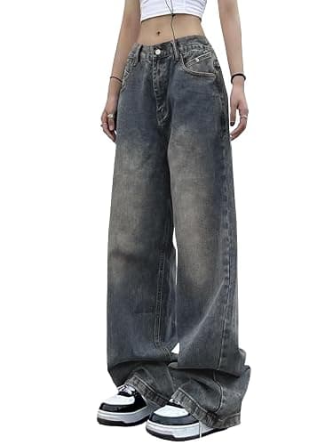 EMMIOL Women Wide Leg Jeans Mid-Low Waist Baggy Jeans Loose Boyfriends Jeans Y2K 90s Denim Pants thumbnail 2