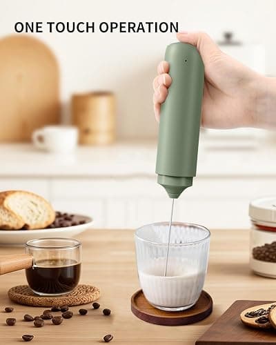 CIRCLE JOY Rechargeable Milk Frother Hanheld, Dual Ring Electric Coffee Frother, Portable Hand Frother Wand Drink Mixer for Matcha Lattes Cappuccino, Kitchen Gifts, Green thumbnail 7