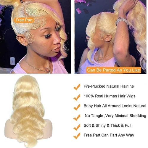 ShengCai 613 13x6 Lace Front Wig Human Hair 200 Density 613 Lace Front Wig Human Hair Body Wave Blonde HD Lace Front Wigs Pre Plucked 30 Inch thumbnail 4