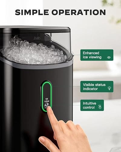 Silonn Nugget Ice Maker Countertop, Pebble Ice Maker with Soft Chewable Ice, One-Click Operation Ice Machine with Self-Cleaning, 33lbs/24H for Home,Kitchen,Office thumbnail 5