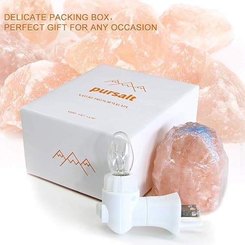 pursalt Himalayan Salt Lamp Night Light Plug in, Certificated 360 Degree Rotatable Wall Plug with Extra 2 Replacement Bulbs Bathroom Bedroom Night Light, Pink Crystal Rock Salt Hand Crafted - Pink - Natural-1 pack thumbnail 5
