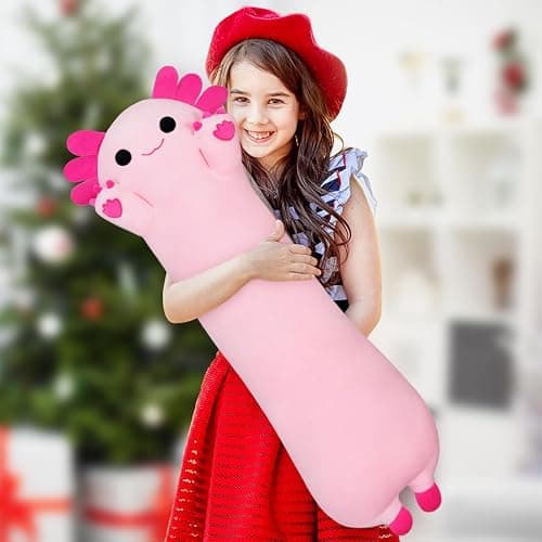 MIAOHAHA Plush Axolotl Toy Stuffed Animal Axolotl Toy Pillow Body Pillow Gift for Kids and Girls (Pink,110cm/43.3in) thumbnail 2