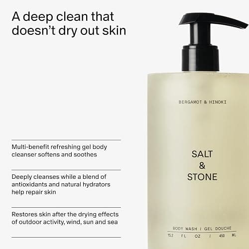 Salt & Stone Body Wash with Antioxidants for Deep Moisture | For Women & Men, Sulfate, Paraben, & Dye Free, Leaving Skin Soft and Hydrated | Bergamot & Hinoki 15.2 fl oz - Bergamot & Hinoki - 15.2 fl oz thumbnail 5