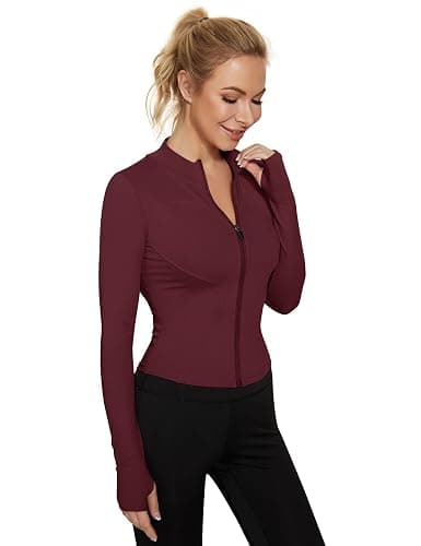 IECCP T-Shirt Damen Gym Top Sport Oberteil Yoga Langarm Crop Sportshirt Leicht Fitness mit Halbem Reißverschluss und Daumenloch thumbnail 6