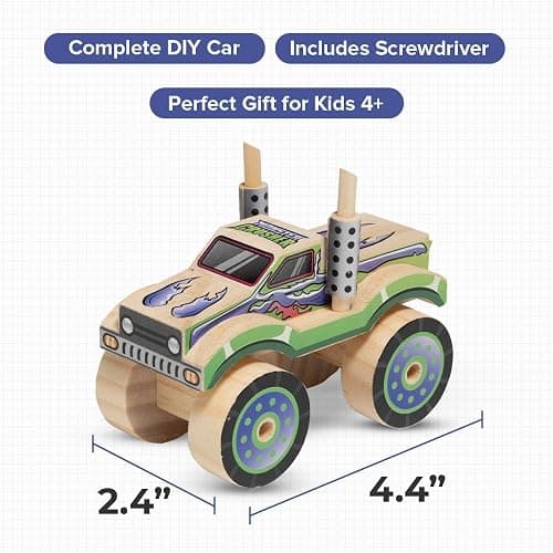 Little Jupiter DIY Wooden Kits w/Stickers - Kids Building Kit - Stem Toys for Ages 4-7 - Wood Crafts for Kids - Woodworking Kits (Monster Truck 2) thumbnail 2