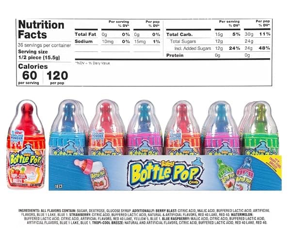 Baby Bottle Pop Easter Candy Lollipops, 18 Ct Bulk Lollipops with Dipping Powder in Assorted Fruity Flavors, Full Size, Individually Wrapped Hard Candy For Easter Basket Stuffers, Egg Fillers, Gifts thumbnail 2