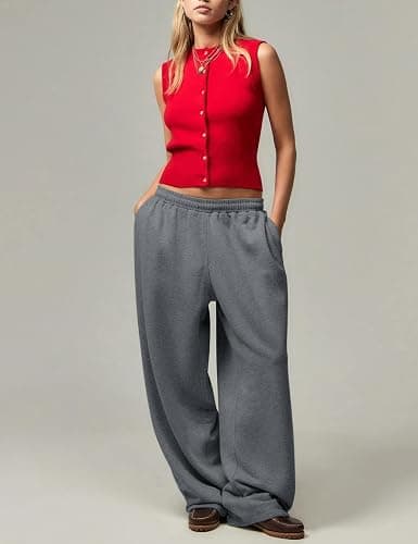 HeSaYep Women's Wide Leg Sweatpants Y2k Interior Drawstring Baggy Joggers Dancer Pants Streetwear with Pockets thumbnail 2
