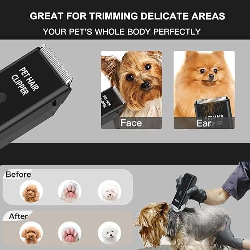 Professional Cat Grooming Clippers for Matted Hairs, Low Noise Cat Dog Grooming Kit Rechargeable Pet Clippers Trimmer for Dogs,Puppy,Cats,Rabbit thumbnail 4