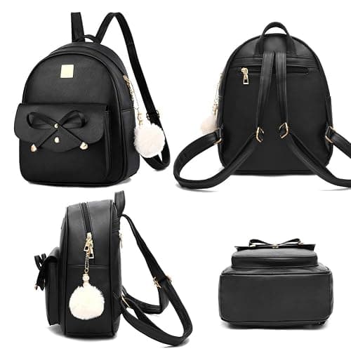 I IHAYNER Girls Bowknot 3-Pieces Fahsion Leather Backpack Backpack Purse for Women Rucksack for Ladies Shoulder Bag thumbnail 2
