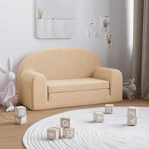 Générique Canapé-lit pour Enfants 2 Places crème Peluche Douce,Meubles,Mobilier pour bébés & Tout-Petits,Crème,2.75 KG,357025 - Image 1