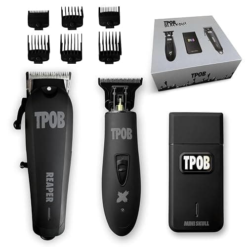 TPOB Slime 2 Black Clipper Trimmer Shaver Set Barber Hair Clippers for Men 6800 RPM with Rubber Case - Image 1