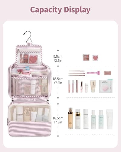 Narwey Small Hanging Travel Toiletry Bag for Women, Travel Bag for Toiletries, Makeup Bag Organizer Cosmetic Bags Make Up Bags for Girls thumbnail 4