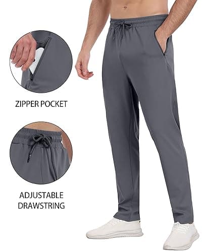 PARISDIARY 3 Pack Mens Athletic Sweatpants with Zipper Pockets,Workout Gym Joggers Pants for Men Running Jogging Pants thumbnail 6