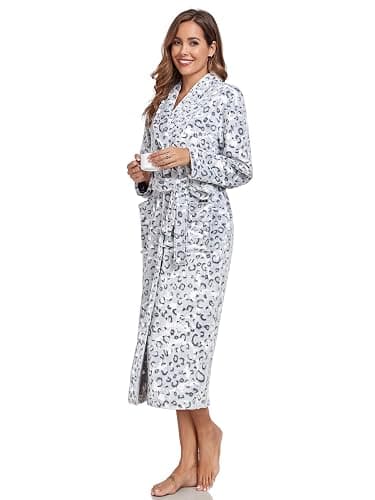 RONGTAI Womens Bathrobe Ladies Fleece Plush Warm Long Robes Fleece Nightgown Sleepwear thumbnail 4