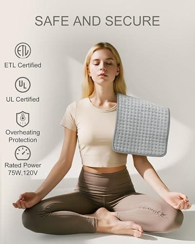 Christmas Gifts for Her Mom Dad Women Men, Electric Heating Pad for Period Cramps & Back Pain Relief, Portable Heat Pad for Neck and Shoulders, 10 Heat Settings, ETL Certified, 12"x24", Gray thumbnail 7