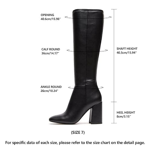 SOVANYOU Women's Faux Leather Tall Boots Fashion Square Toe Chunky Heel Knee High Boots with Side Zip thumbnail 4