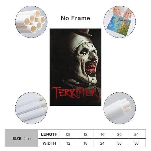 KONEO Terrifier Movie Poster Canvas Poster Wall Art Decor Print Picture Paintings for Living Room Bedroom Decoration Unframe:24x36inch(60x90cm) thumbnail 2