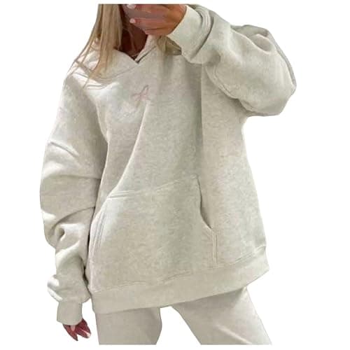 Cute Embroidered Bow Hoodies for Teen Girls Valentines Hoodie for Women Long Sleeve Sweatshirts Y2k Preppy Clothes - Image 1