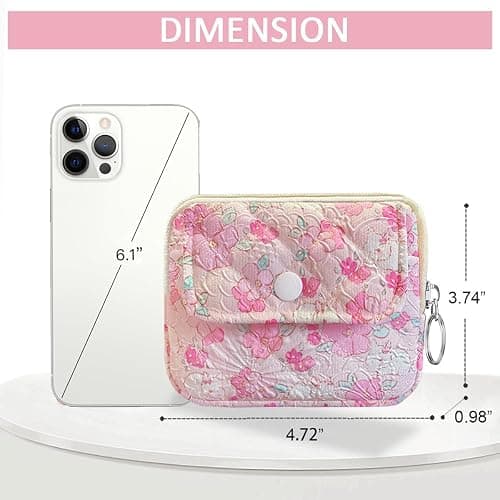 Modacarry Cotton Quilted Floral Coin Pouch with Cute Prints Zipper for Women Girls (FLOWER WHITE RABBIT) thumbnail 4