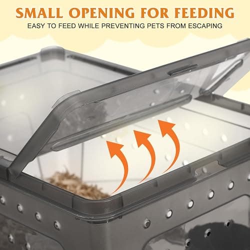 POPETPOP Reptile Terrarium Box 10.24×7.09×4.53In Plastic – Ventilated & Secure for Escape Prevention, Easy Feeding Access Without Disturbance – for Small Reptiles, Insects, Hatchlings, Geckos, Tortois thumbnail 8