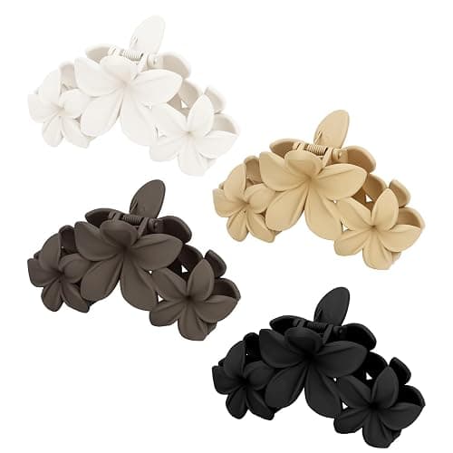 ANBALA Matte Flower Hair Accessories - 4PCS Large Plumeria Hawaiian Hair Clips with Strong Hold for Women, Non-Slip and Cute thumbnail 3