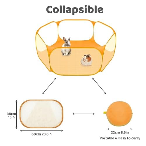 Amakunft Small Animal Playpen, Pop-Up Portable Play Yard for Guinea Pigs, Rabbits, Hamsters, Hedgehogs, Foldable Exercise Fence with Breathable Mesh for Indoor Outdoor Use thumbnail 3