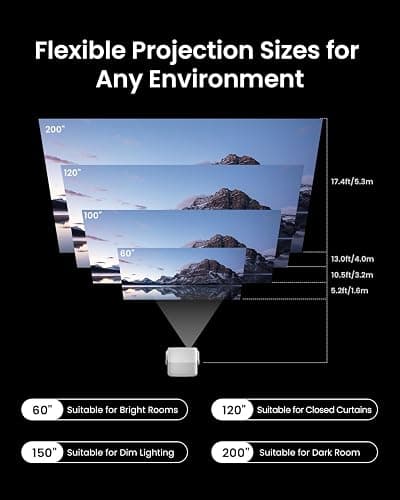 JMGO N1S 4K Smart Portable Projector, Triple Laser, 1100 ISO Lumens, Gimbal Instant Auto Focus, Google TV, Netflix, 110% BT.2020, Wi-Fi 6, HDR10, 10W Dolby Audio, Blu-ray 3D, 200" for Home. thumbnail 8