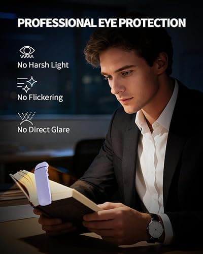 HEMONNKAM Reading Light, Rechargeable Clip-On Book Light for Bed at Night | Eye Caring 3 Color Temperatures & 5 Brightness Levels, Night Use for Bed, Reading at Night in Bed, Long Lasting, Purple thumbnail 3